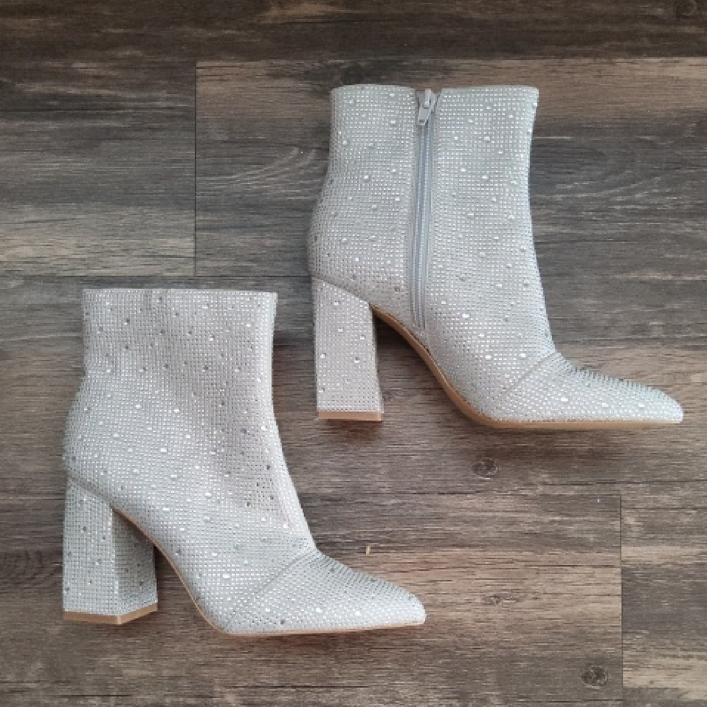 BCBGeneration Briel Sparkling Rhinestonr Silver Ankle Booties